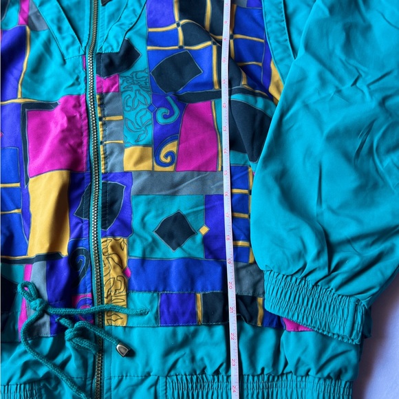 L Casual Isle Track Suit Nylon Aztec Motif Purple Teal Large Lined Vintage Retro - Picture 3 of 15